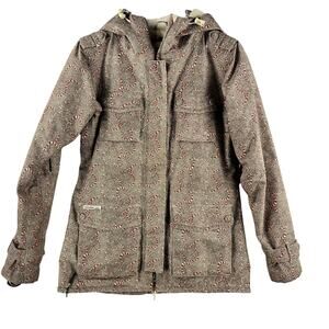 Holden Womens Agnes Snowboard Jacket S Brown Red Abstract Print Hooded